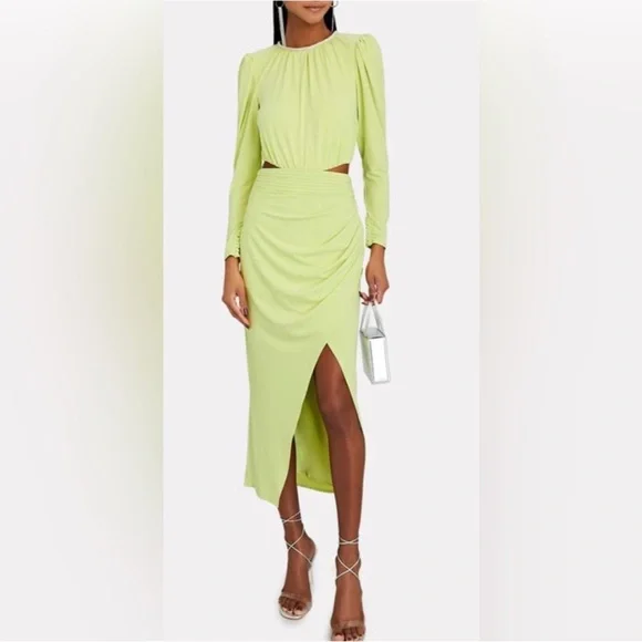 lime green self portrait dress self-portrait - Lime Boucle Midi Dress main image 1